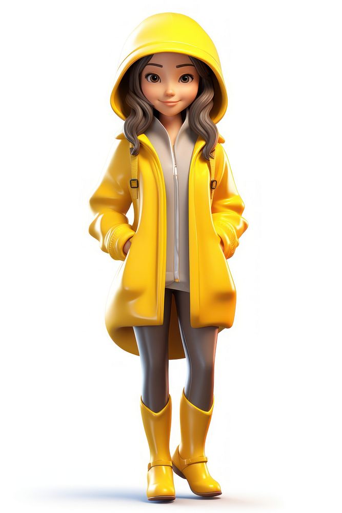 Raincoat cartoon yellow white background. AI generated Image by rawpixel.