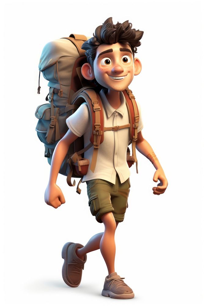 Adventure backpack cartoon white background. AI generated Image by rawpixel.