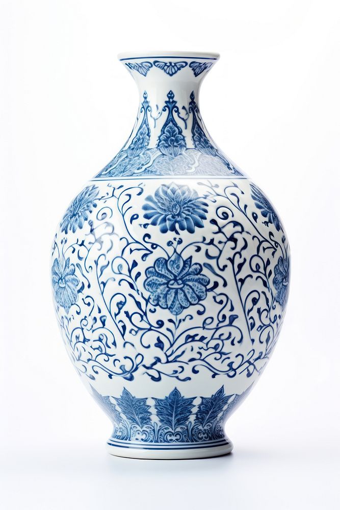 Chinese vase porcelain pottery pattern. AI generated Image by rawpixel.