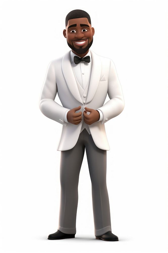 Tuxedo adult white background portrait. AI generated Image by rawpixel.