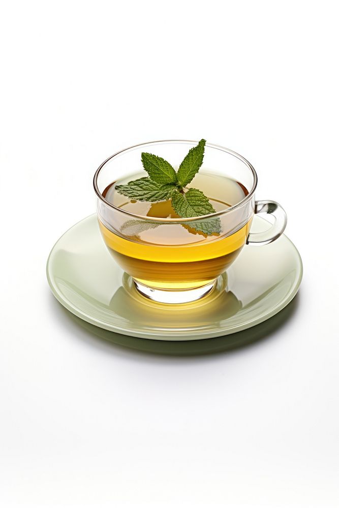 Hot mint tea cup saucer drink. AI generated Image by rawpixel.