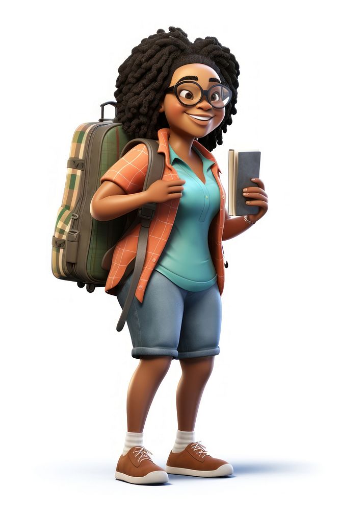 Suitcase backpack glasses cartoon. AI generated Image by rawpixel.