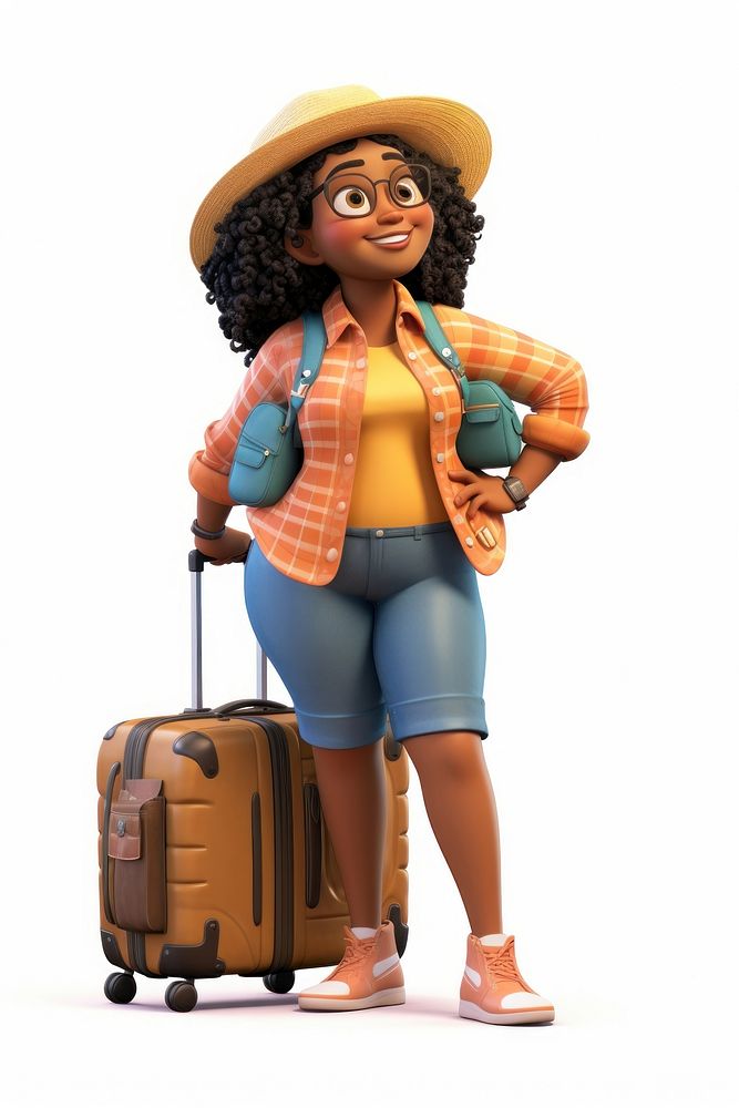 Suitcase luggage cartoon female. AI generated Image by rawpixel.