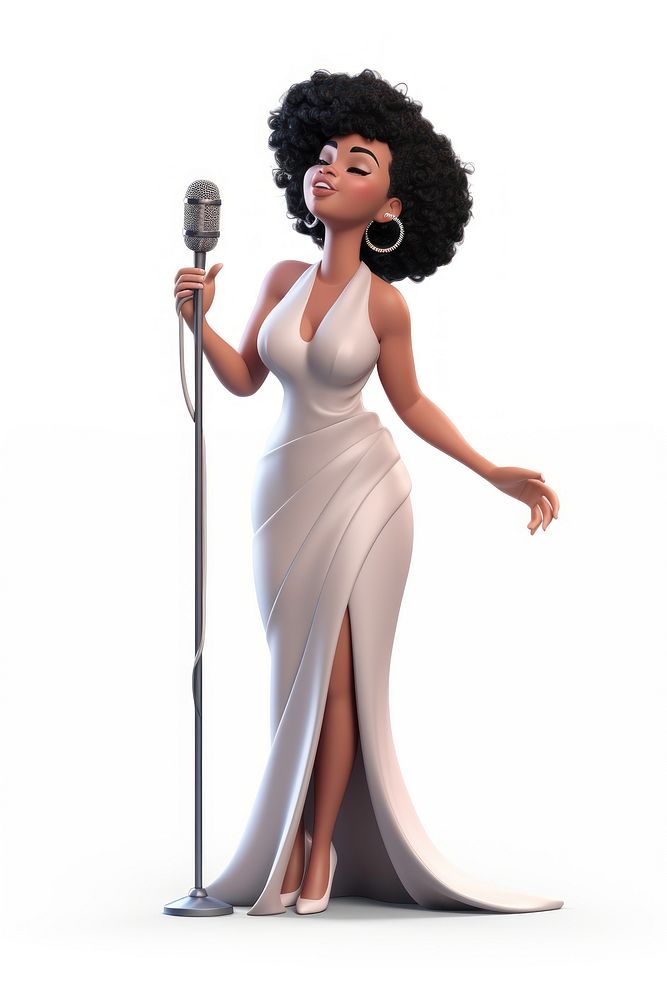 Microphone cartoon singer female. AI generated Image by rawpixel.