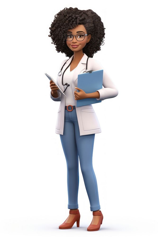 Cartoon white background stethoscope hairstyle. AI generated Image by rawpixel.