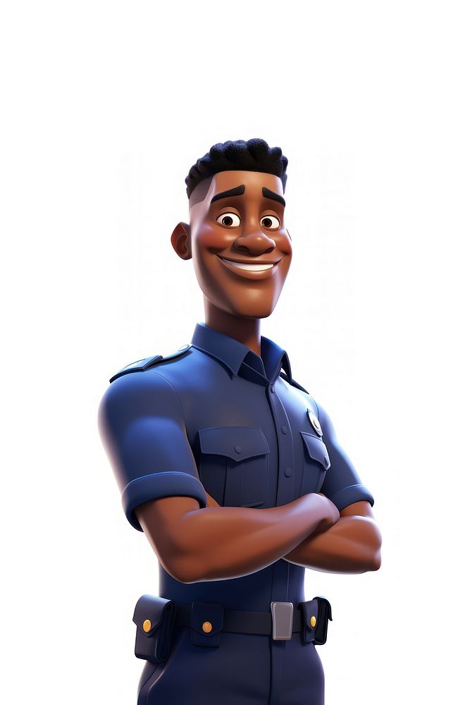 Cartoon officer adult white background. AI generated Image by rawpixel.