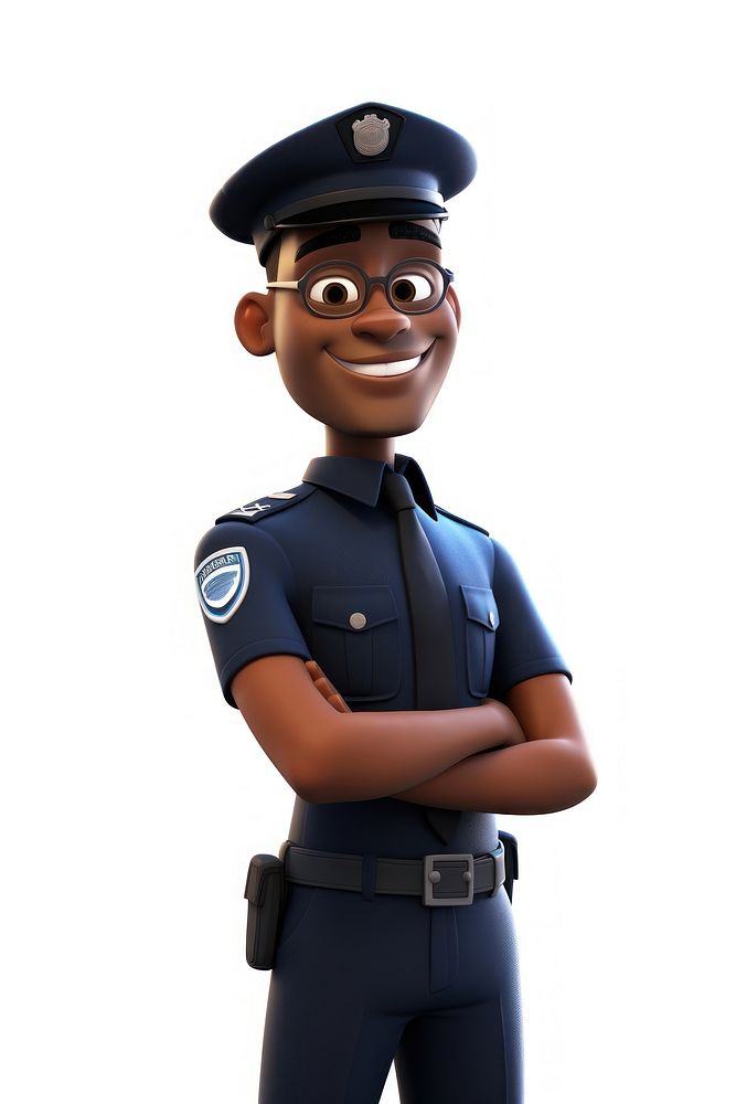 Cartoon officer person white background. AI generated Image by rawpixel.