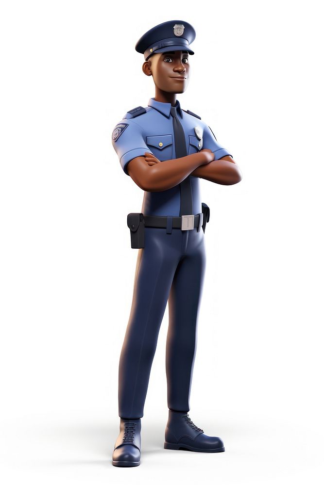 Cartoon officer police white background. AI generated Image by rawpixel.
