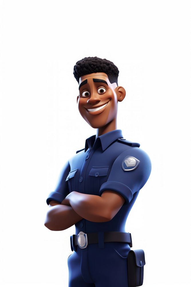 Cartoon person white background police officer. AI generated Image by rawpixel.