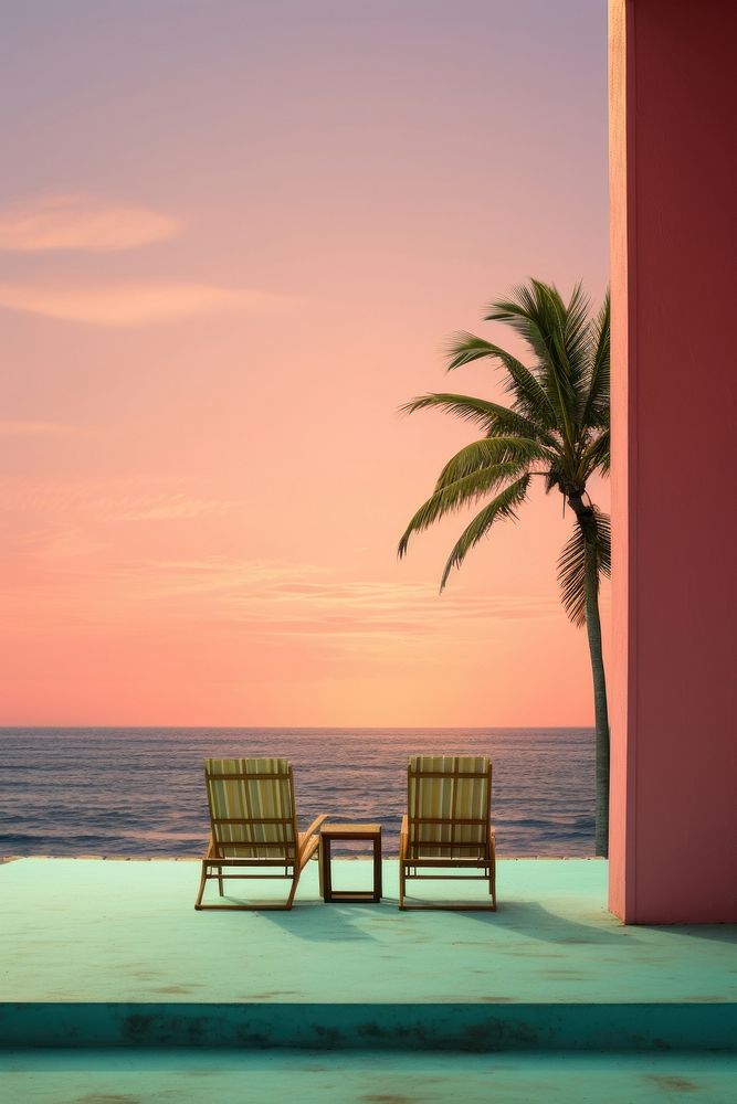 Furniture outdoors vacation horizon. AI generated Image by rawpixel.