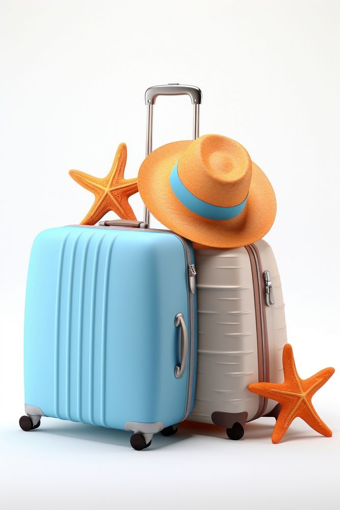 Luggage suitcase hat white background. AI generated Image by rawpixel.