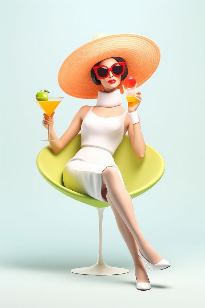 Sunglasses footwear sombrero cocktail. AI generated Image by rawpixel.