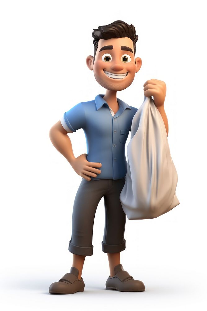 Bag cartoon white background happiness. AI generated Image by rawpixel.