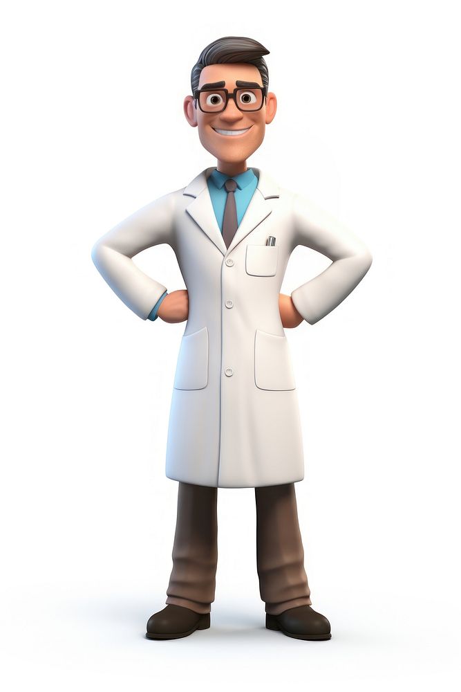 Lab gown cartoon person white background. AI generated Image by rawpixel.