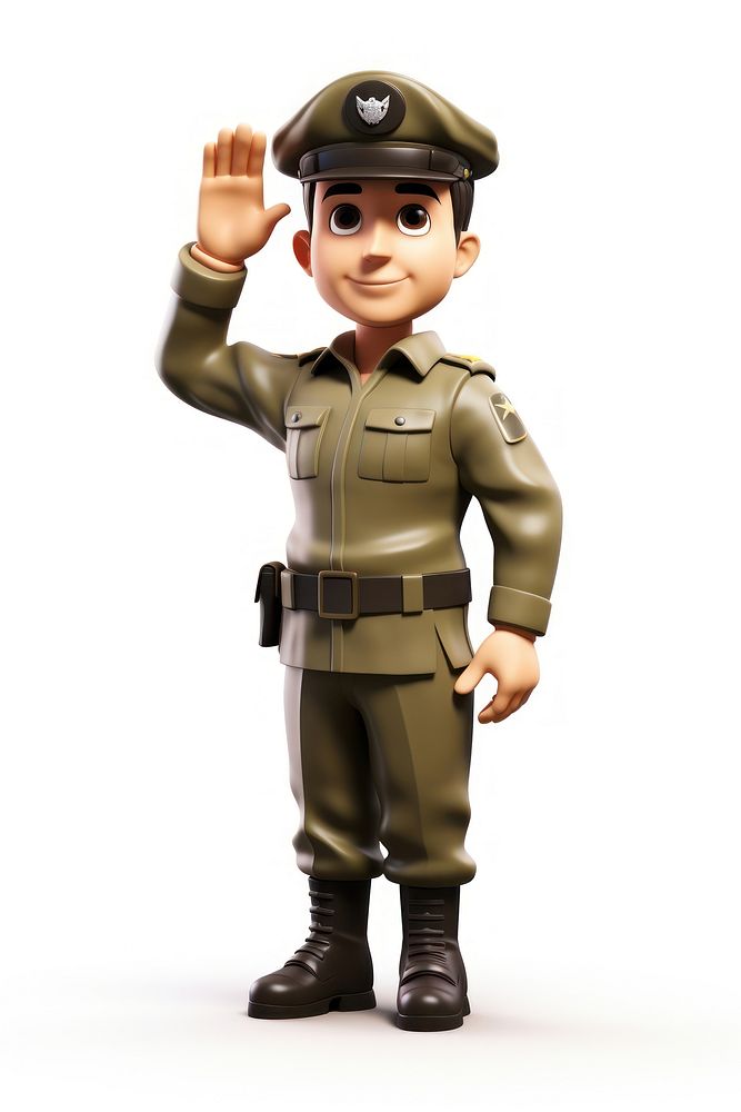 Army uniform cartoon white background protection. AI generated Image by rawpixel.