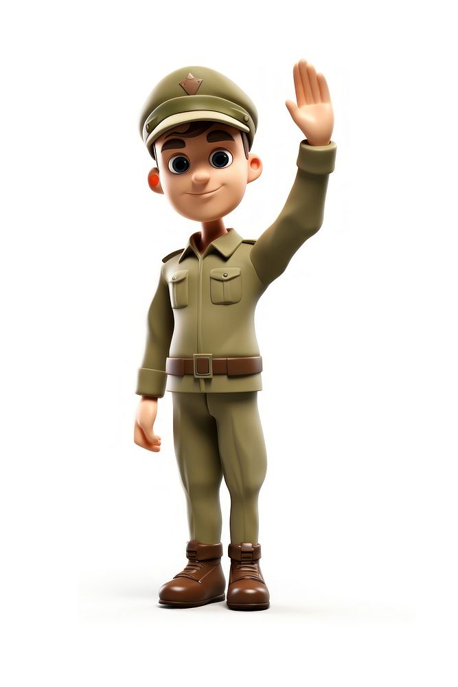 Army uniform cartoon toy white background. AI generated Image by rawpixel.