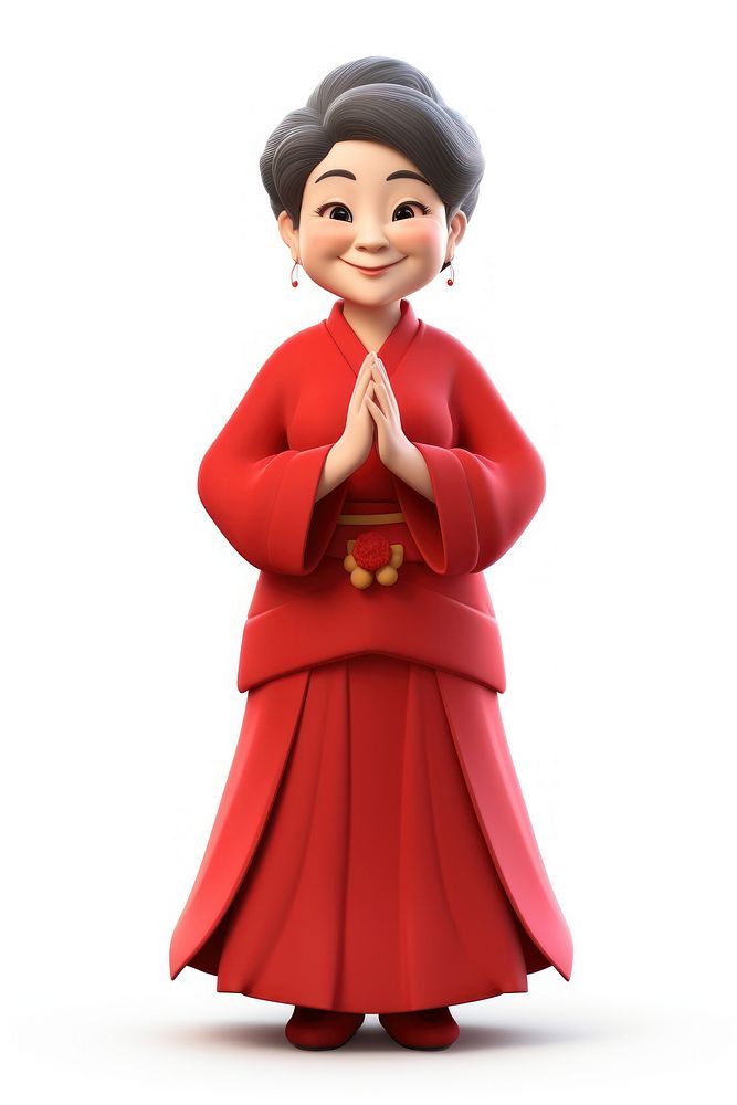 Asian woman chinese figurine smiling. AI generated Image by rawpixel.