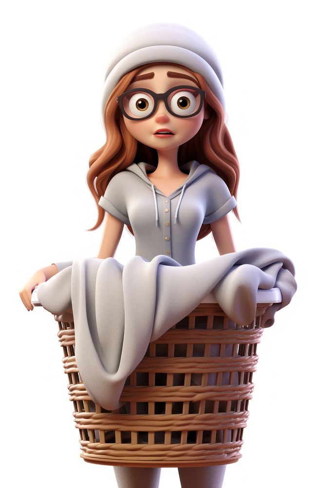 Laundry basket cartoon figurine adult. AI generated Image by rawpixel.