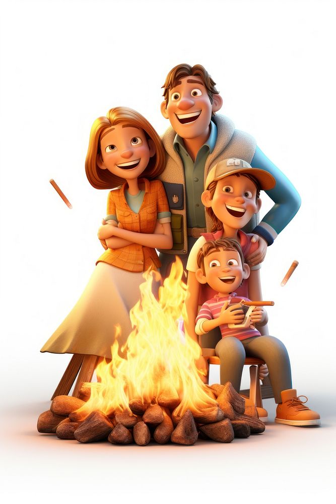Fire cartoon bonfire family. AI generated Image by rawpixel.