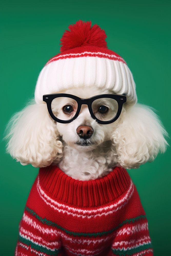 Glasses portrait sweater mammal. 