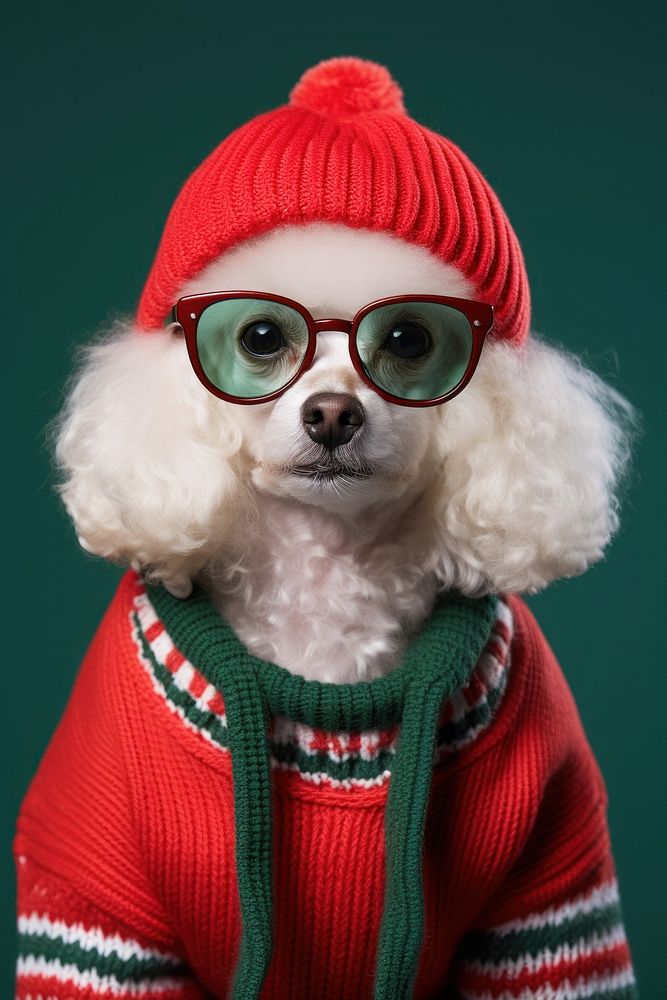 Glasses portrait sweater mammal. 