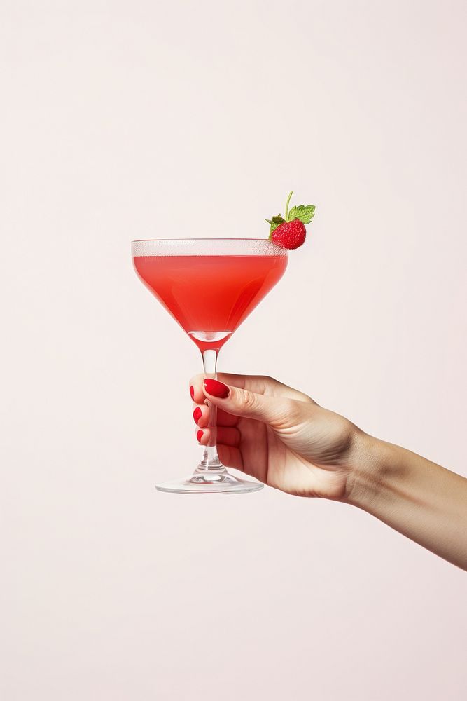 Cocktail strawberry holding drink. AI generated Image by rawpixel.