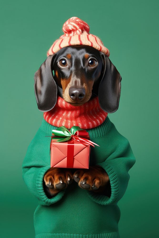 Dachshund portrait sweater mammal. 