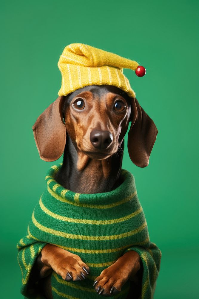 Portrait dachshund sweater animal. 