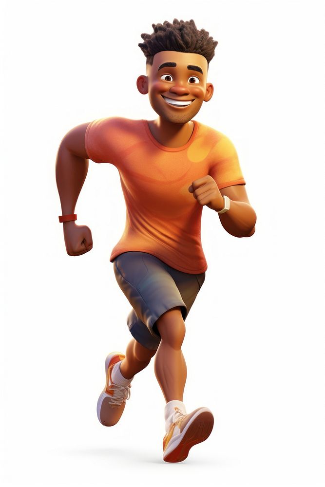 Jogging cartoon white background determination. AI generated Image by rawpixel.