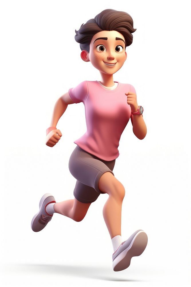 Jogging cartoon shorts white background. AI generated Image by rawpixel.