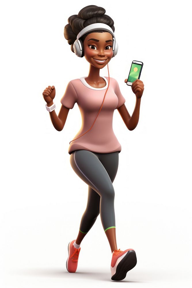 Jogging cartoon adult woman. AI generated Image by rawpixel.