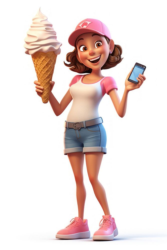 Cartoon cream cone white background. AI generated Image by rawpixel.