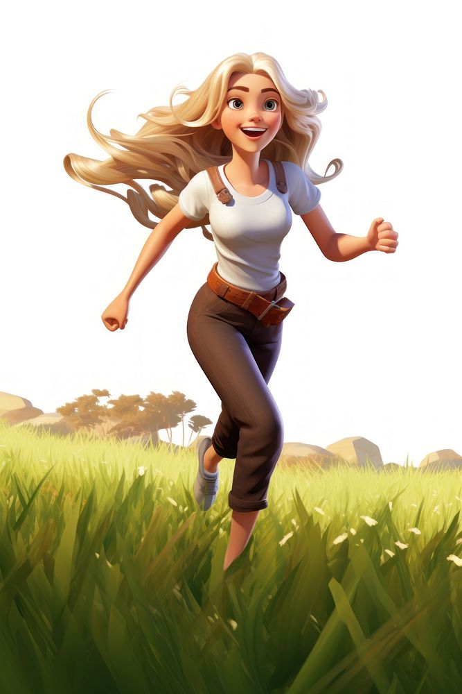 Cartoon running grass plant. AI generated Image by rawpixel.