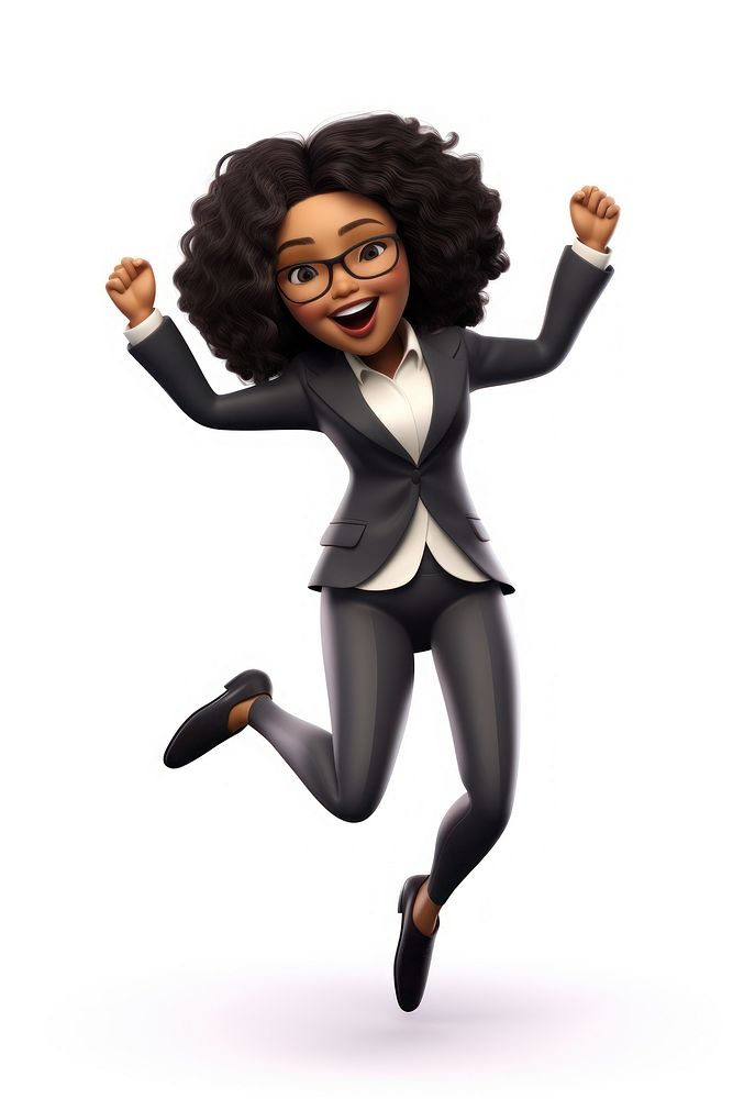 Jumping cartoon adult woman. AI generated Image by rawpixel.