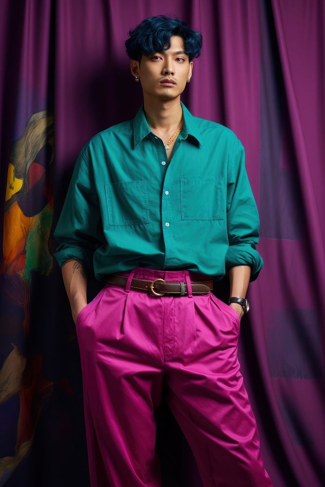 Green adult pants pink. 