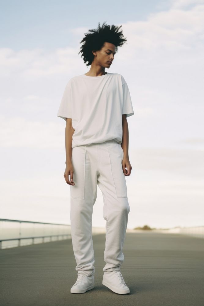 Portrait standing outdoors person. 