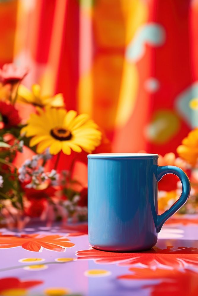 Flower mug ceramic coffee. AI generated Image by rawpixel.