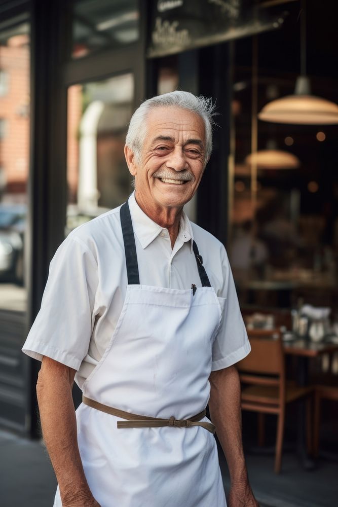 Adult smiling apron city. 