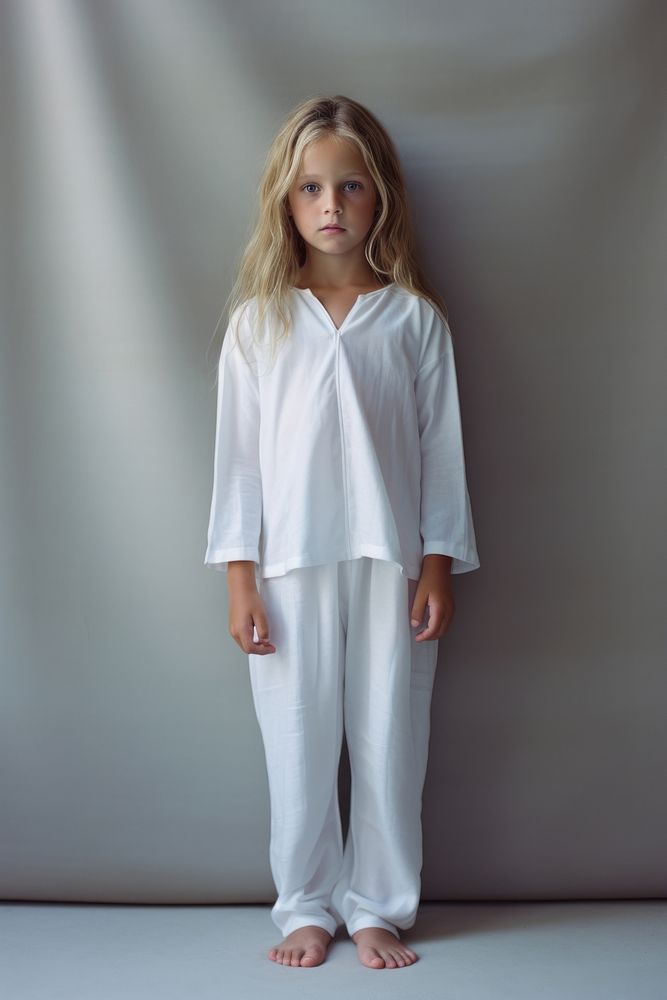 Standing pajamas child white. AI generated Image by rawpixel.