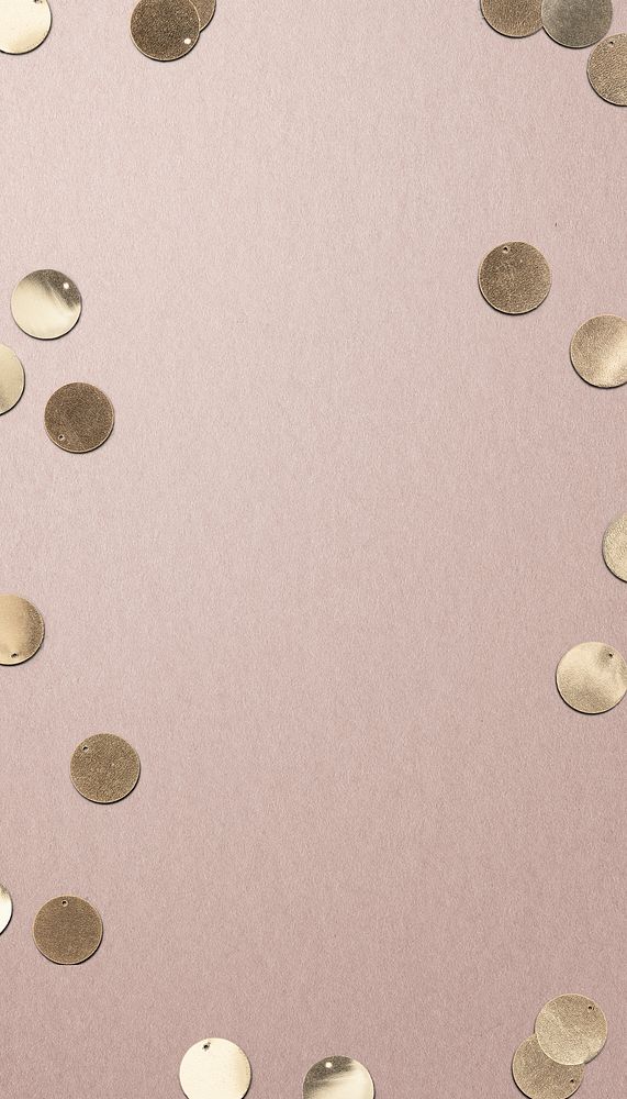Gold confetti, pink iPhone wallpaper background