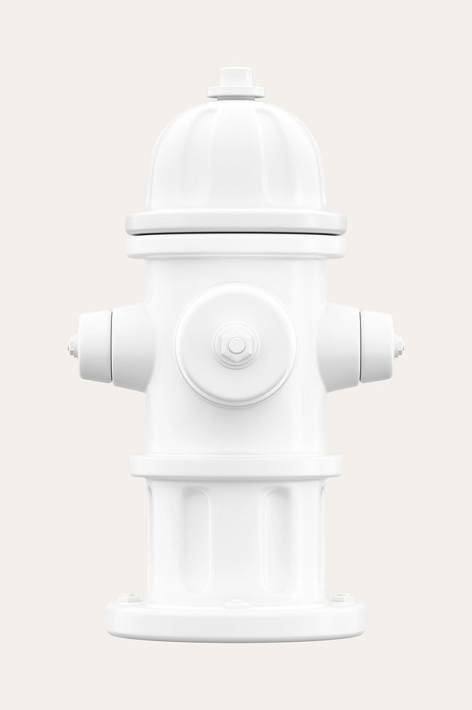 3D white fire hydrant, collage element psd