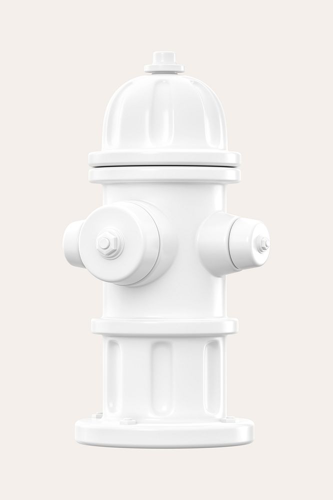 3D white fire hydrant, collage element psd