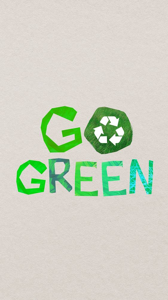 Go green word, iPhone wallpaper, environment paper craft