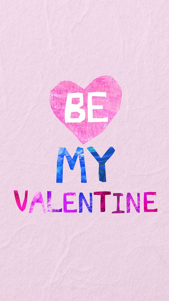 Be my Valentine word, iPhone wallpaper, love paper craft collage