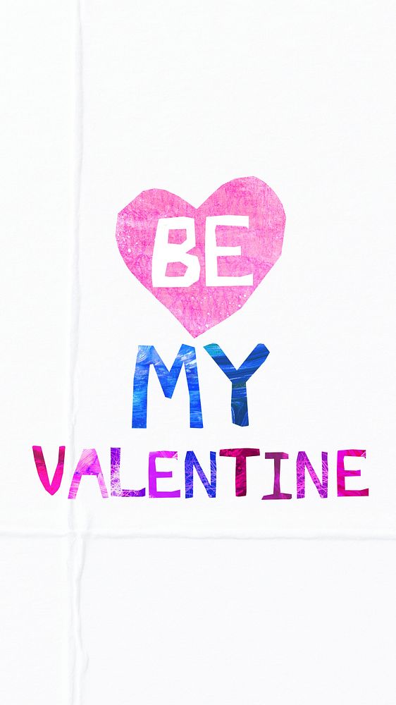 Be my Valentine word, iPhone wallpaper, love paper craft collage