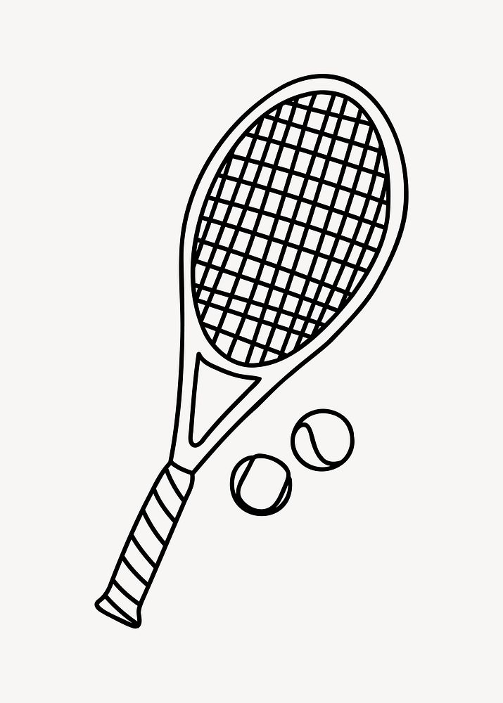 Tennis racket & ball hand drawn illustration vector