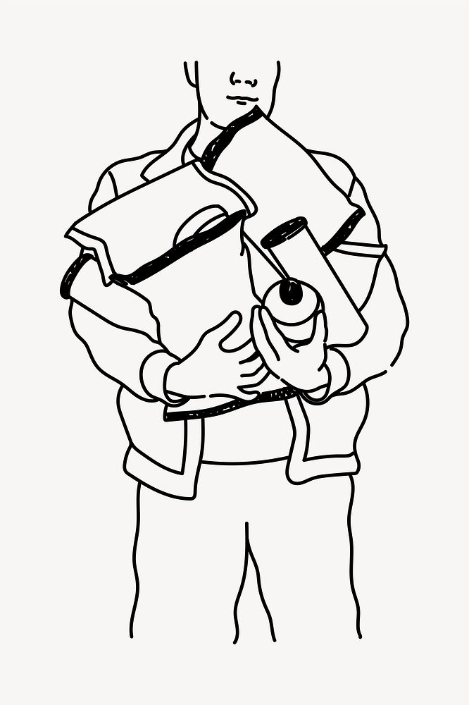 Carrying groceries hand drawn illustration vector