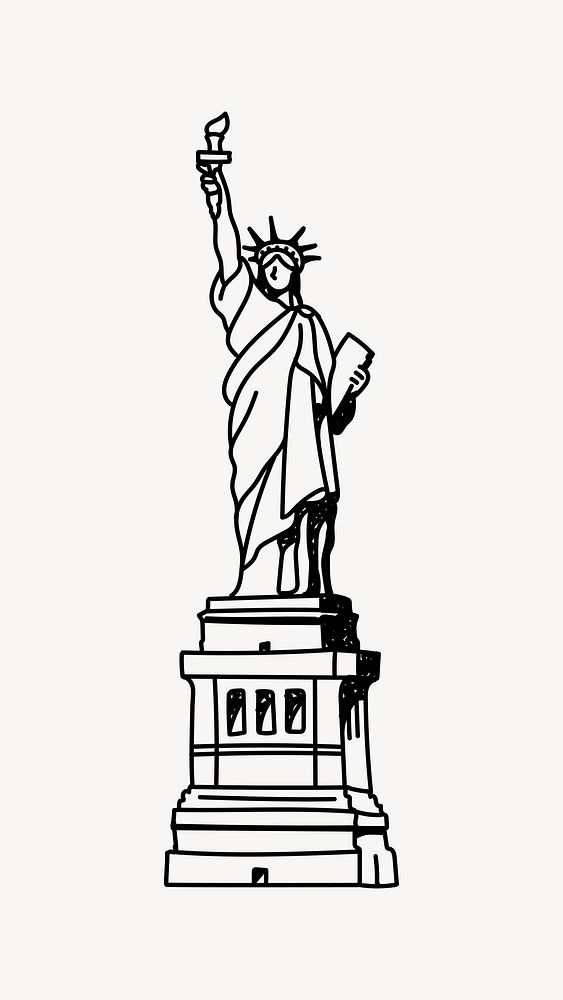 Statue of Liberty USA hand drawn illustration vector