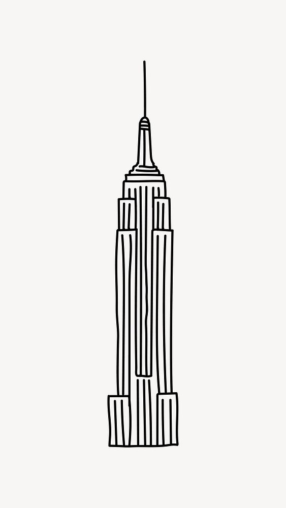 Empire State Building USA hand drawn illustration vector