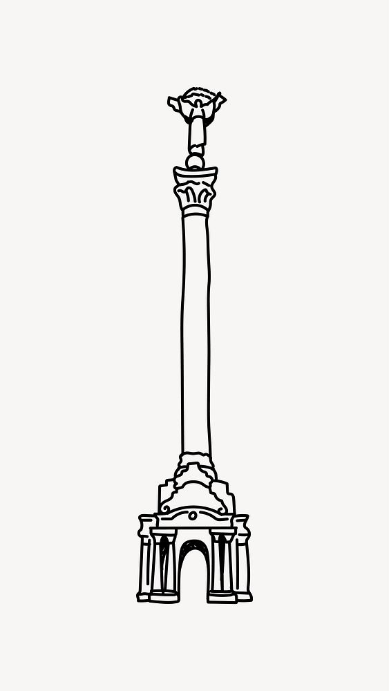 Independence Monument Ukraine hand drawn illustration vector